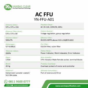 ffu fan filter unit a01 specs for laboratory