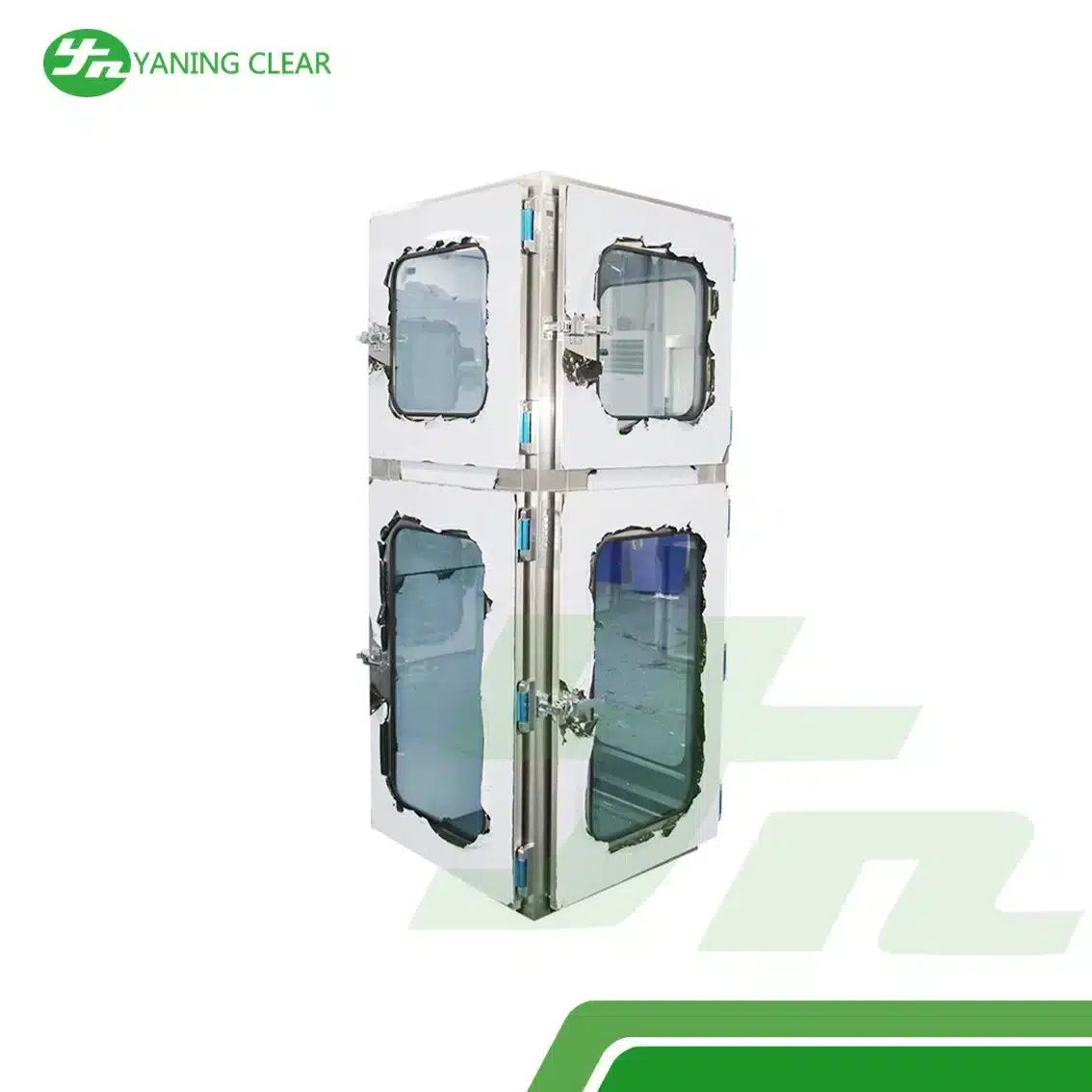 Electromagnetic SUS201 Cleanroom Pass Through Box Interlocking Doors (2) Pass box stainless steel SUS201 interlock elektronik untuk ruang bersih