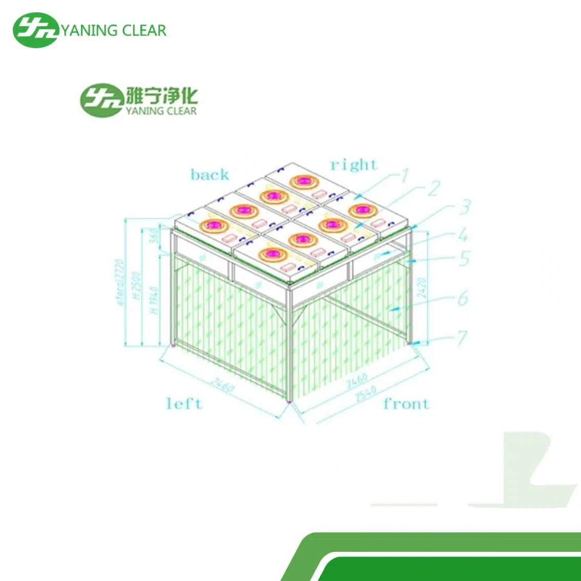 PVC Strips Curtain Wall Clean Room Booth 254024902720mm Design 40W LED1