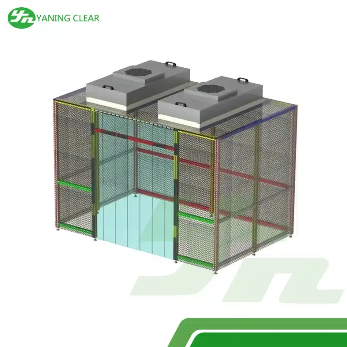 Slide4_result Fan filter unit (FFU) material PVC bebas debu sistem modular standar GMP dinding hardwall untuk laboratorium