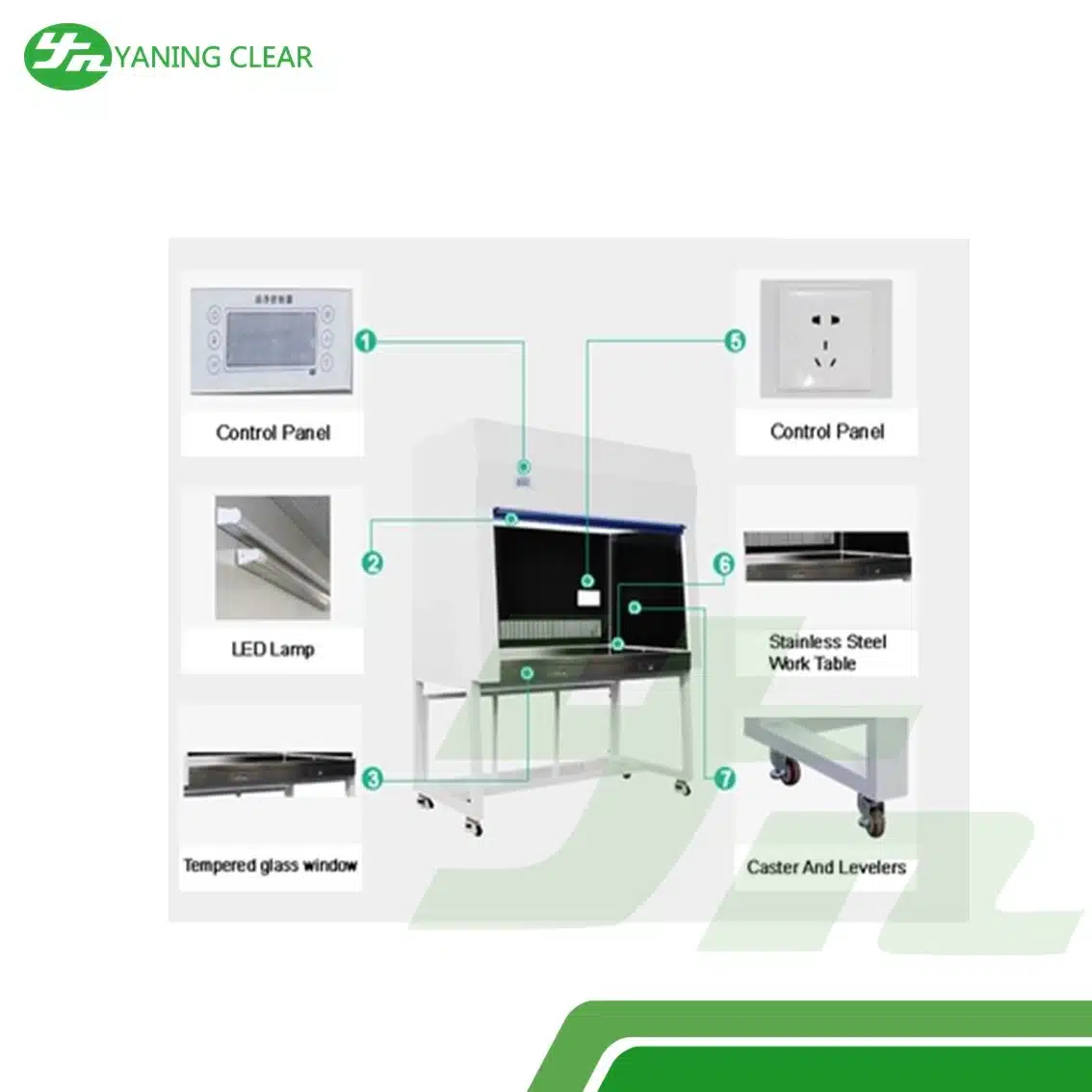 YANING Stainless Steel Clean Bench with HEPA Filter Class 100 Laminar Flow Workstation (3)