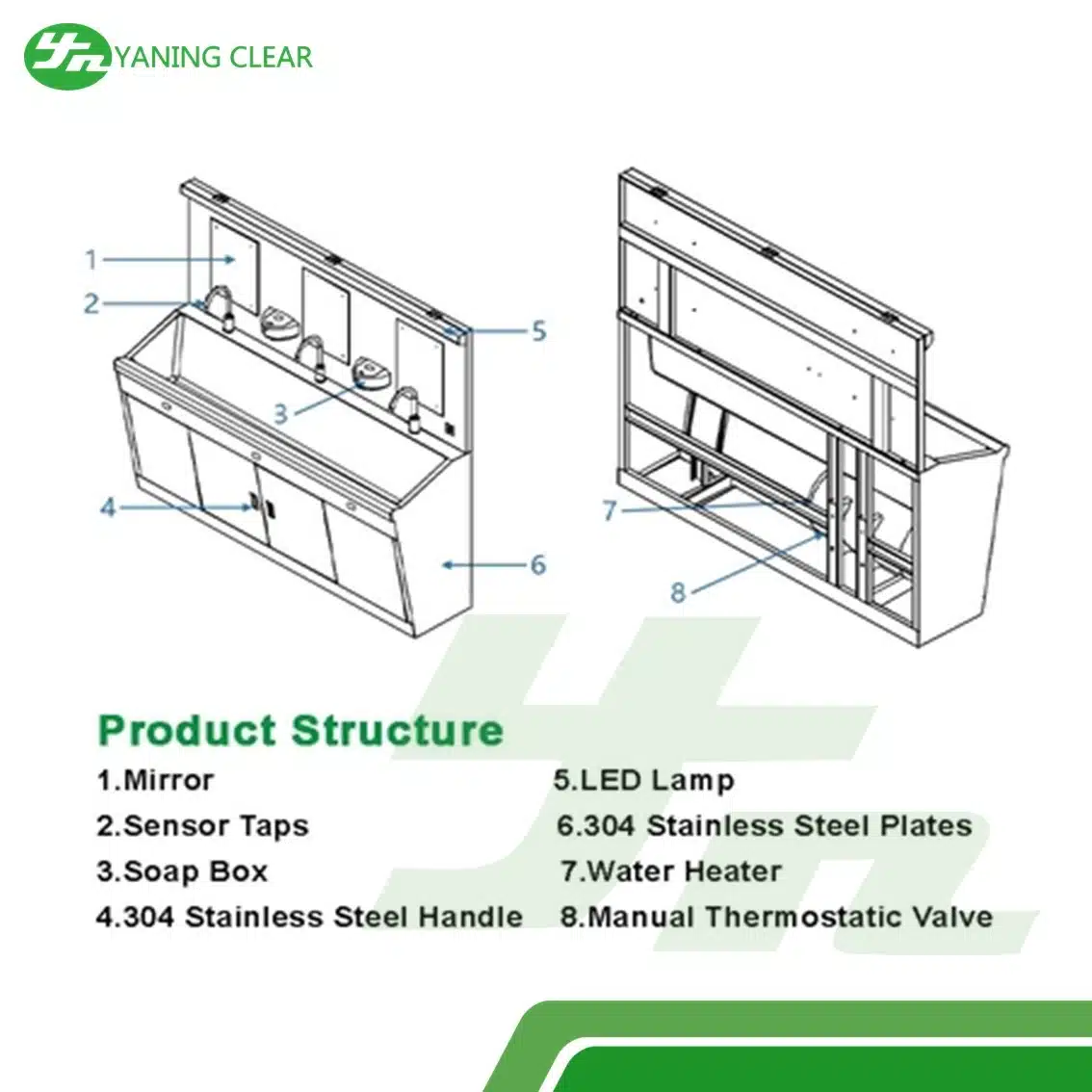 Dental Furniture Single Person 550550850mm Washing Hand Sink Industrial Stainless Steel Sink (3)