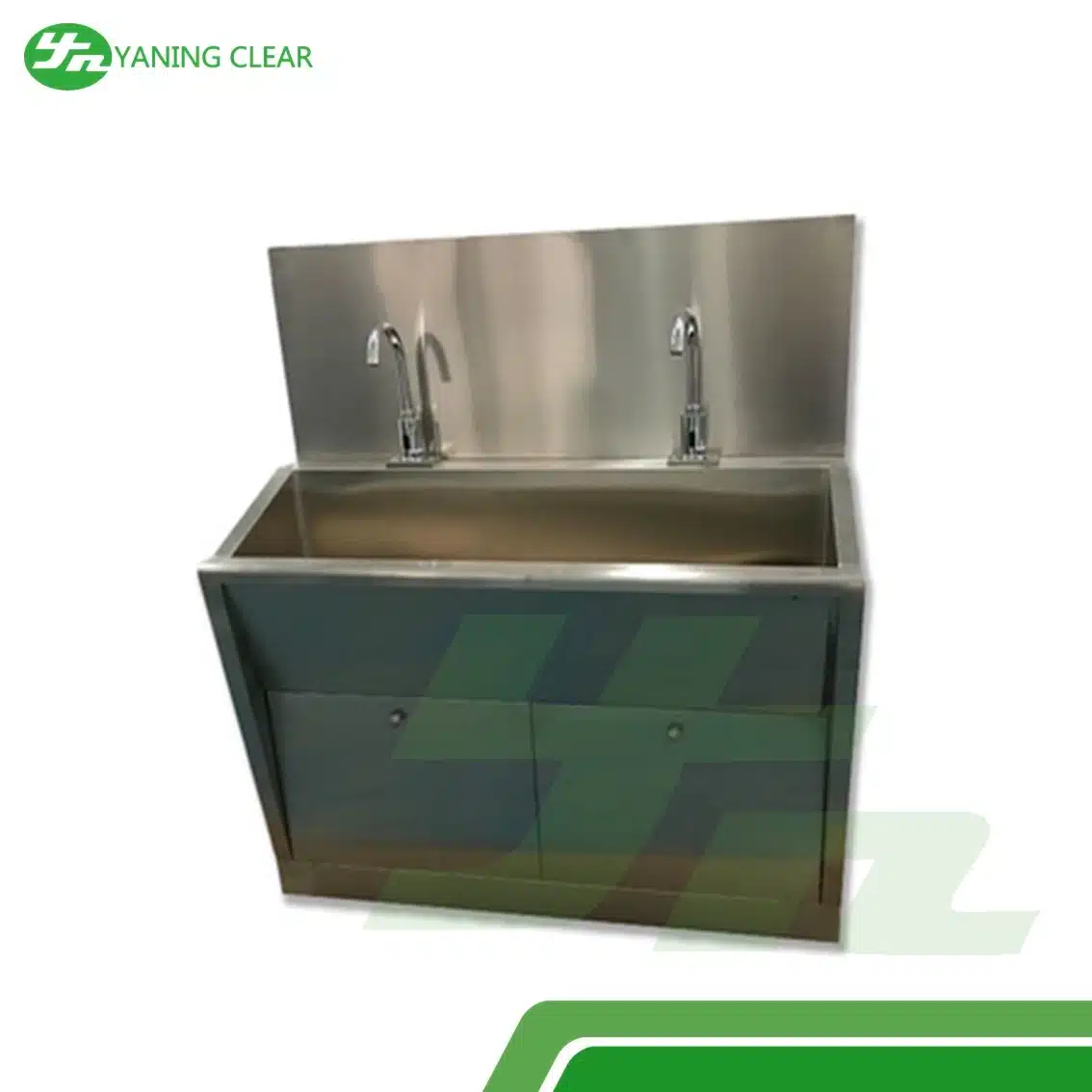 Double Faucet Medical Hand Wash Sink , Lab Portable SS Hand Wash Sink (2) Scrub sink cuci tangan tipe mobile untuk rumah sakit