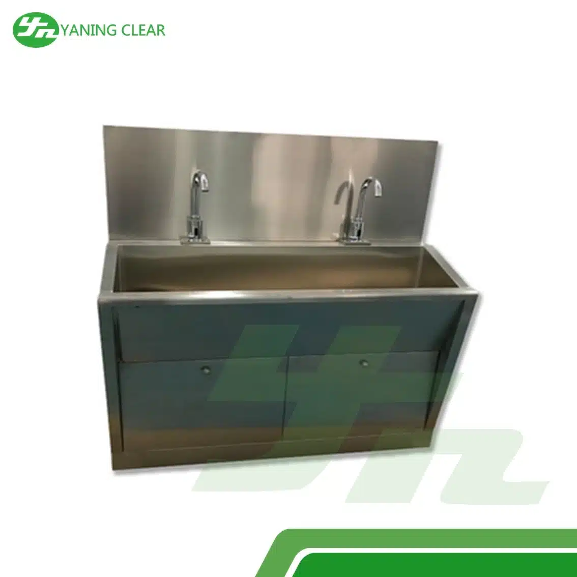 Double Faucet Medical Hand Wash Sink , Lab Portable SS Hand Wash Sink (3)