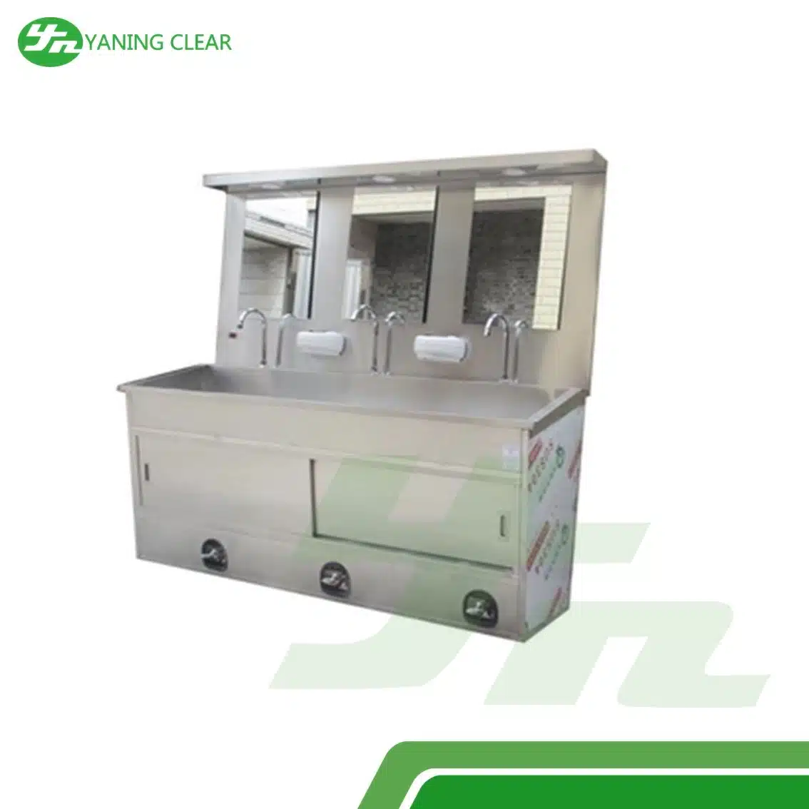Hospital Foot Operated Hand Wash Sink Stainless Steel 304 Maretial With Soap Box (4) Scrub sink cuci tangan stainless steel SUS304 untuk rumah sakit