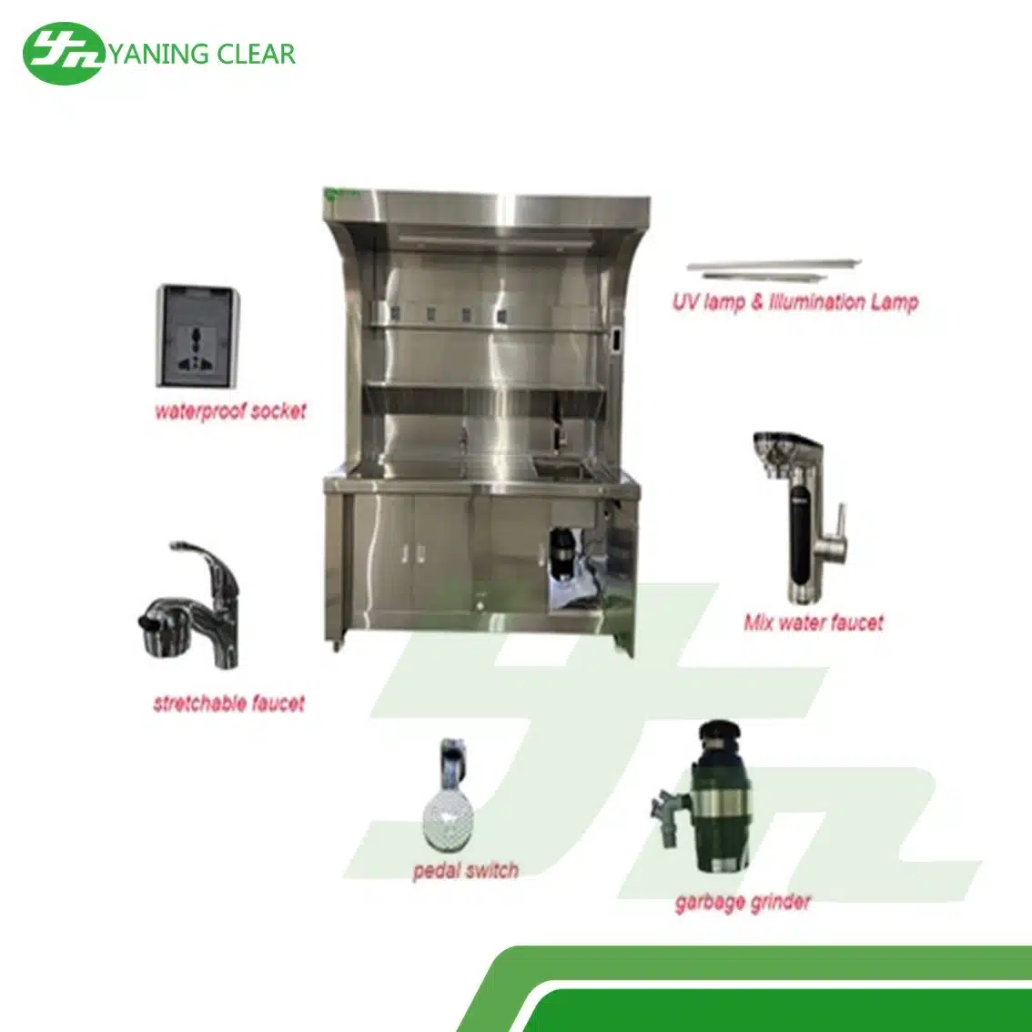 Laboratory 304 Stainless Steel Hand Wash Sink Multifunction Table Sampling With Stretchable Faucet (5)