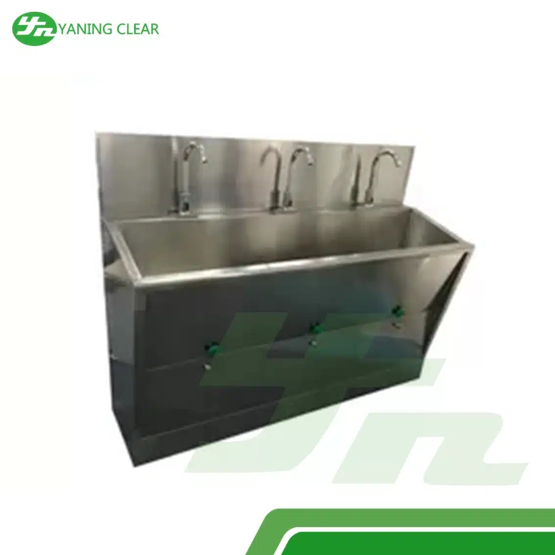 OT Room 3 Station Multi Person Hand Wash Sink With Knee Touch And Sensor Faucet (1) Scrub sink cuci tangan berkeran sensor otomatis dioperasikan lutut