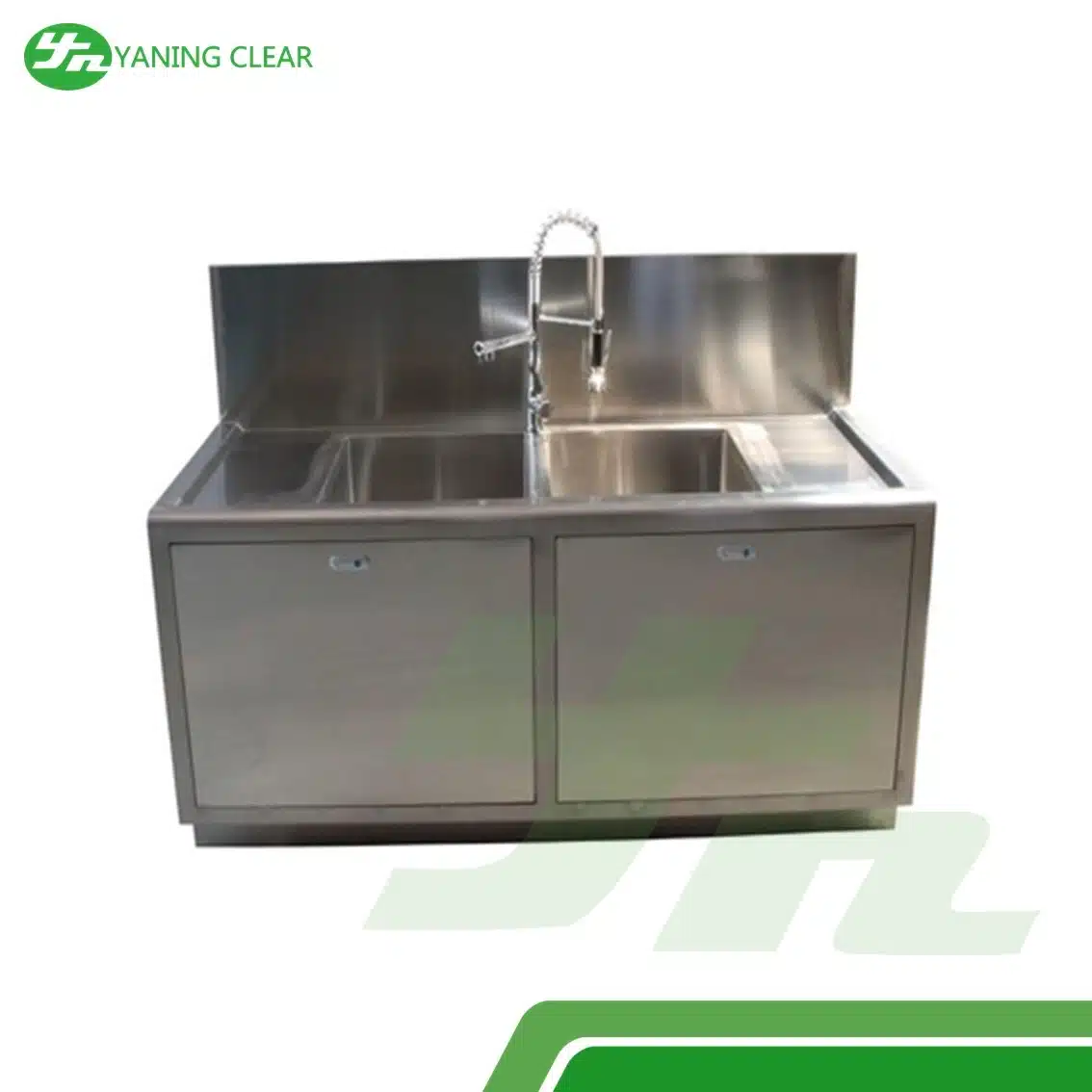 Two Basin Laboratory Medical Grade Stainless Steel Sinks With One Adjustable Faucet (2) Wastafel stainless steel untuk rumah sakit