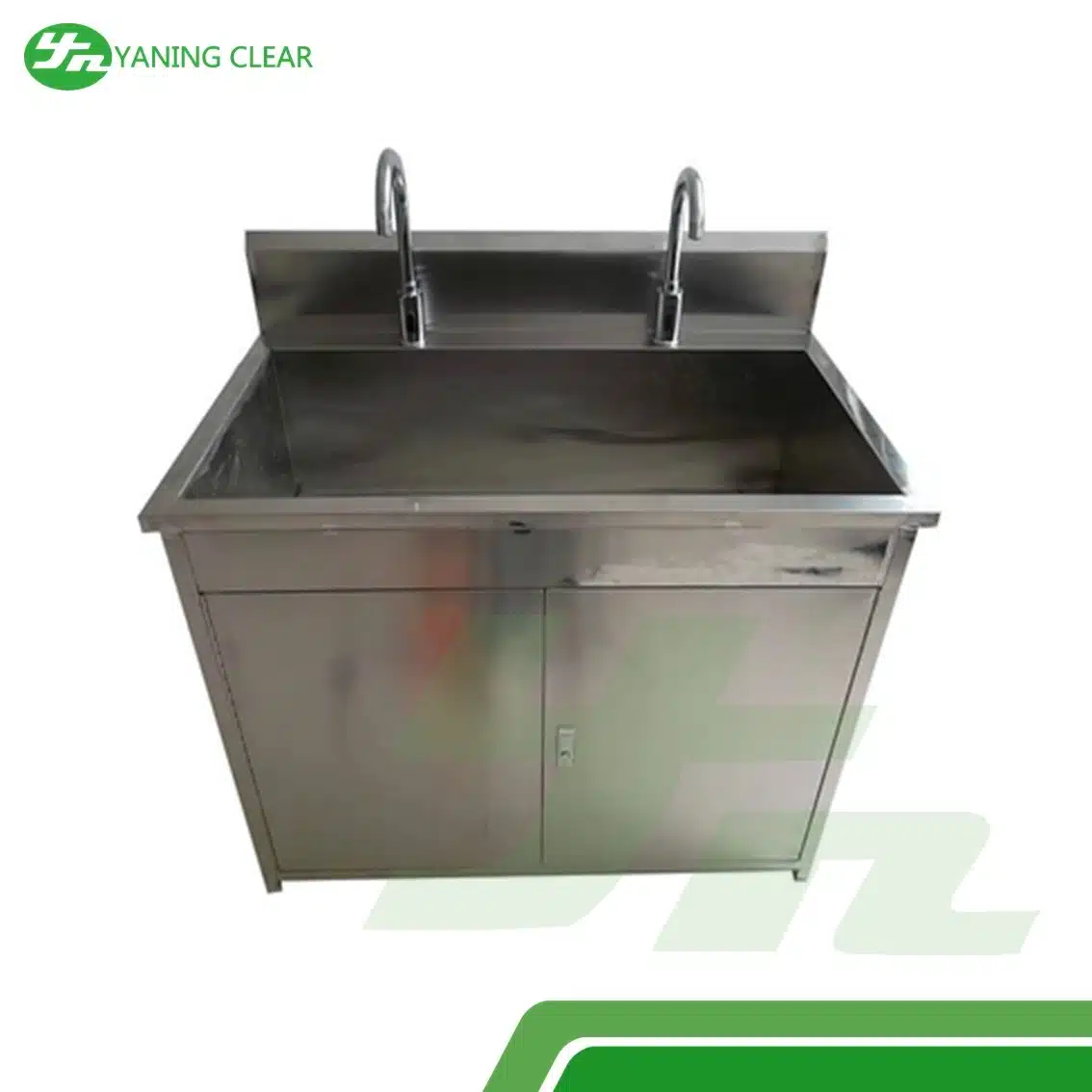 Two Station Sensor Taps Medical Hand Wash Sink Stainless Steel For Hospital (2) Scrub sink cuci tangan stainless steel berkeran sensor otomatis untuk rumah sakit