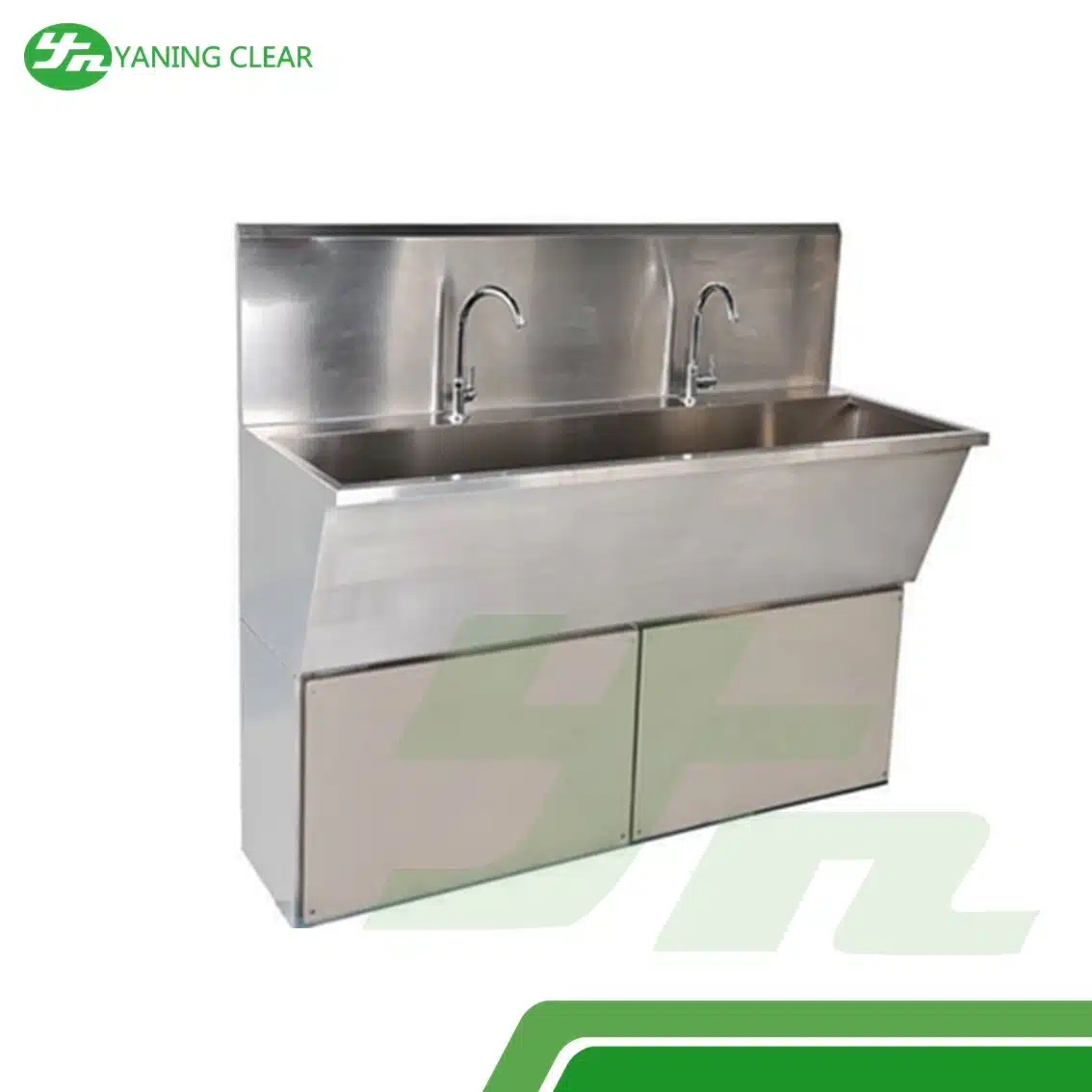 YANING Multi-function Laboratory Hand Free Stainless Steel Hand Wash Sink Scrub Station (4) Scrub sink cuci tangan stainless steel untuk laboratorium