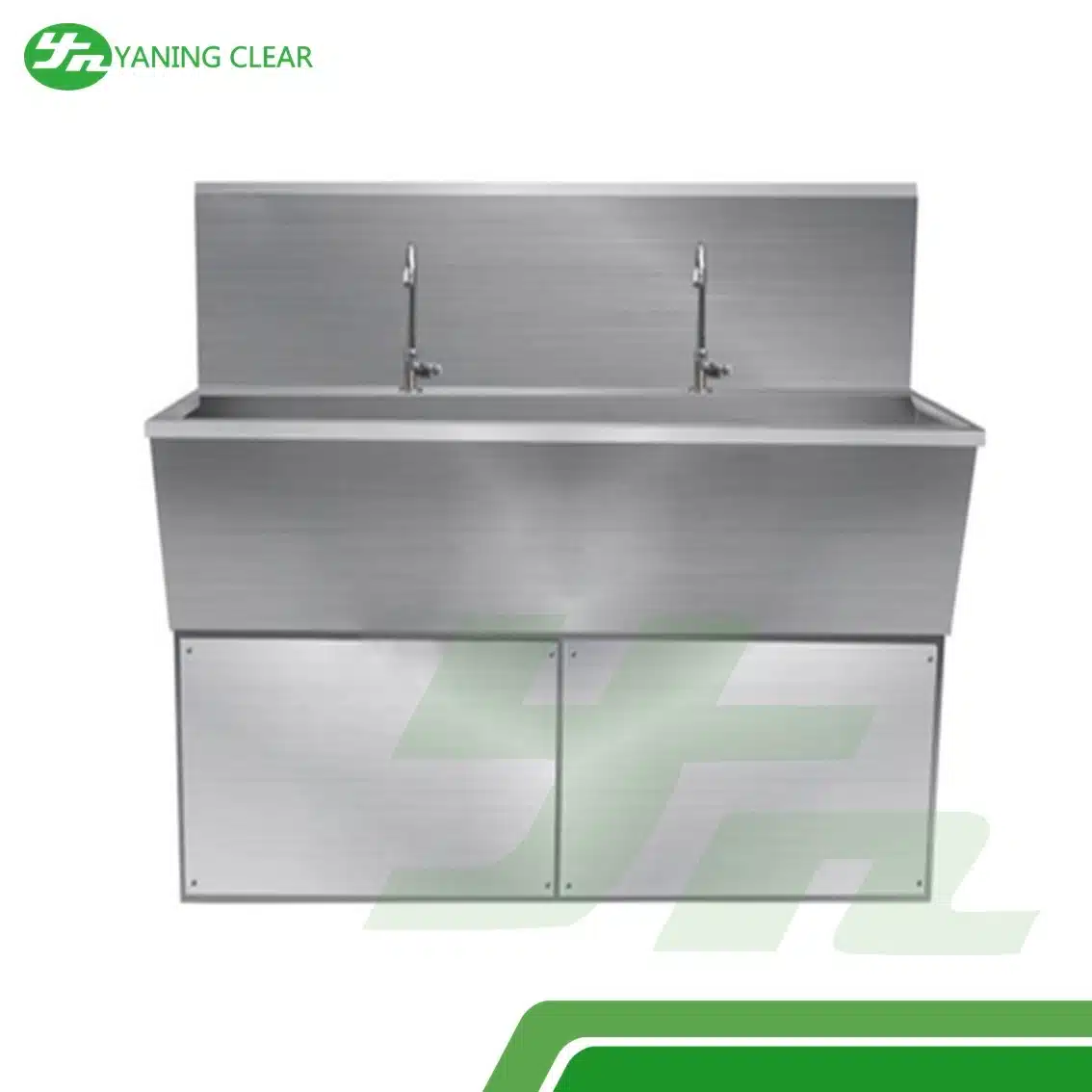 YANING Stainless Steel Foot Knee Pedal Infrared Sensor Water Control Surgical Medical Scrub Sink For Hospital Clinic OT (5) Scrub sink cuci tangan stainless steel berkeran sensor otomatis untuk rumah sakit