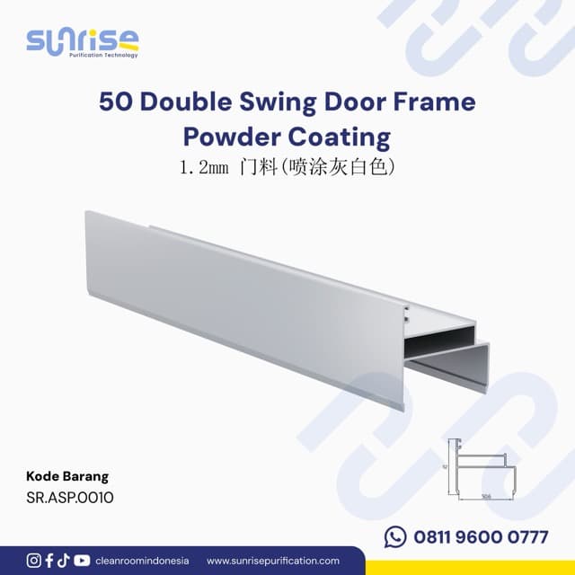 50 Double Swing Door Frame Powder Coating Medium aksesoris pintu sandwich panel