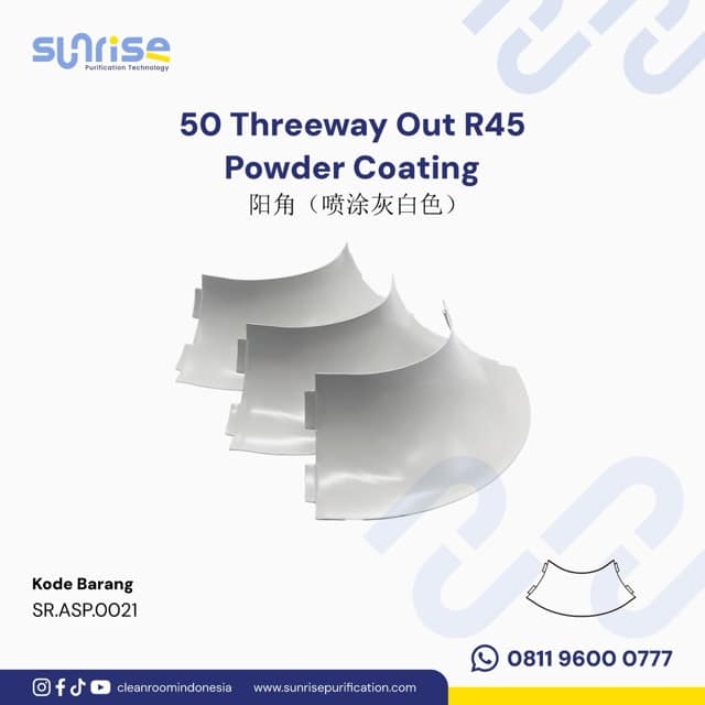 50 Threeway Out R45 Powder Coating Medium penutup sudut luar cleanroom internal curving