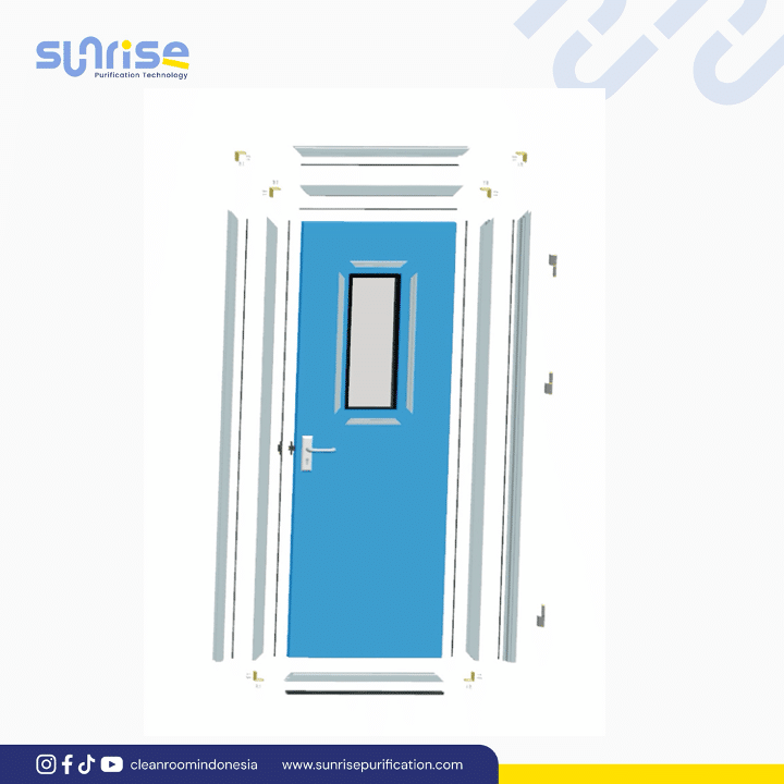 sandwich panel single door Pintu cleanroom daun tunggal untuk ruang bersih