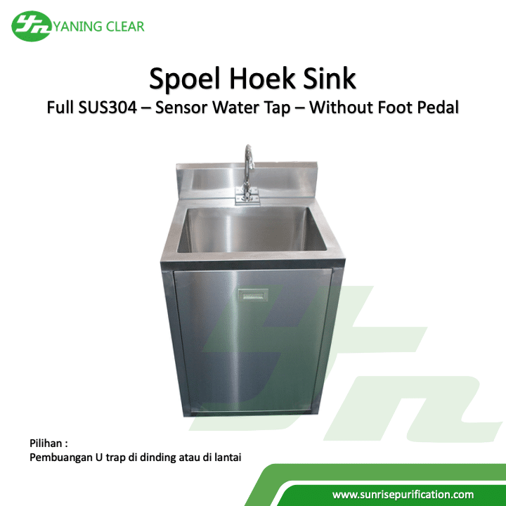 spoel hoek sink with sensor water tap Wastafel stainless berkeran sensor otomatis