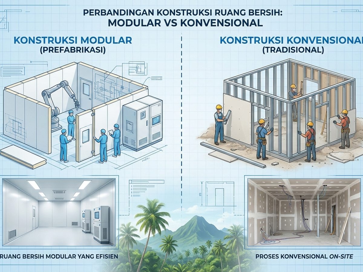 Perbandingan cleanroom modular prefabrikasi vs konstruksi konvensional di Indonesia