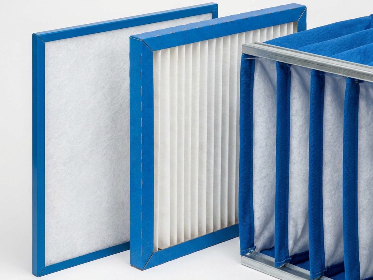 Perbandingan jenis pre-filter: panel filter flat, pleated filter, dan pocket filter