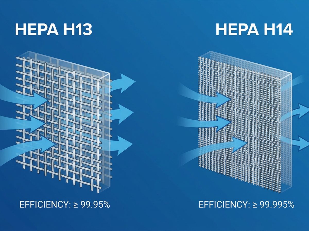 Perbandingan spesifikasi teknis HEPA filter H13 vs H14 untuk cleanroom