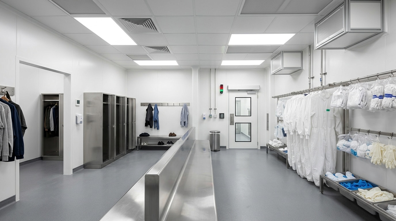 Sampul artikel Ruang Ganti Pakaian Cleanroom (Gowning Room): Desain, Alur, dan Prosedur Sesuai CPOB & ISO 14644